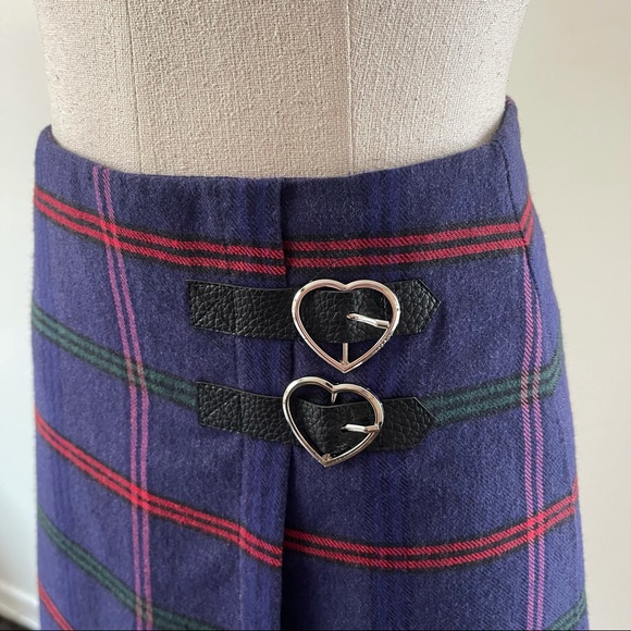 Lazy Oaf Purple Plaid Mini Skirt w/ Heart Buckles UK: 6 USA:2 - Picture 8 of 15